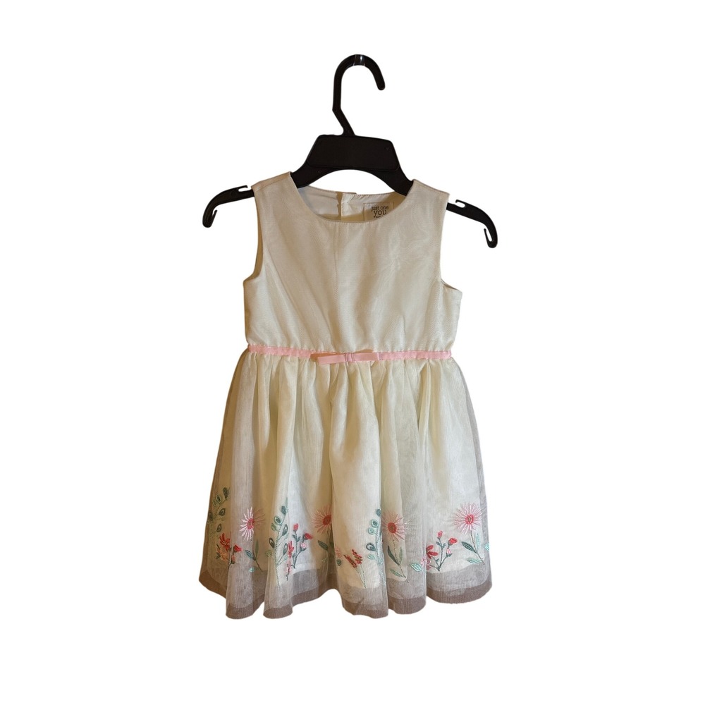 Just One You by Carters Toddler Girls Ivory Floral Embroidered Tulle Dress 2T